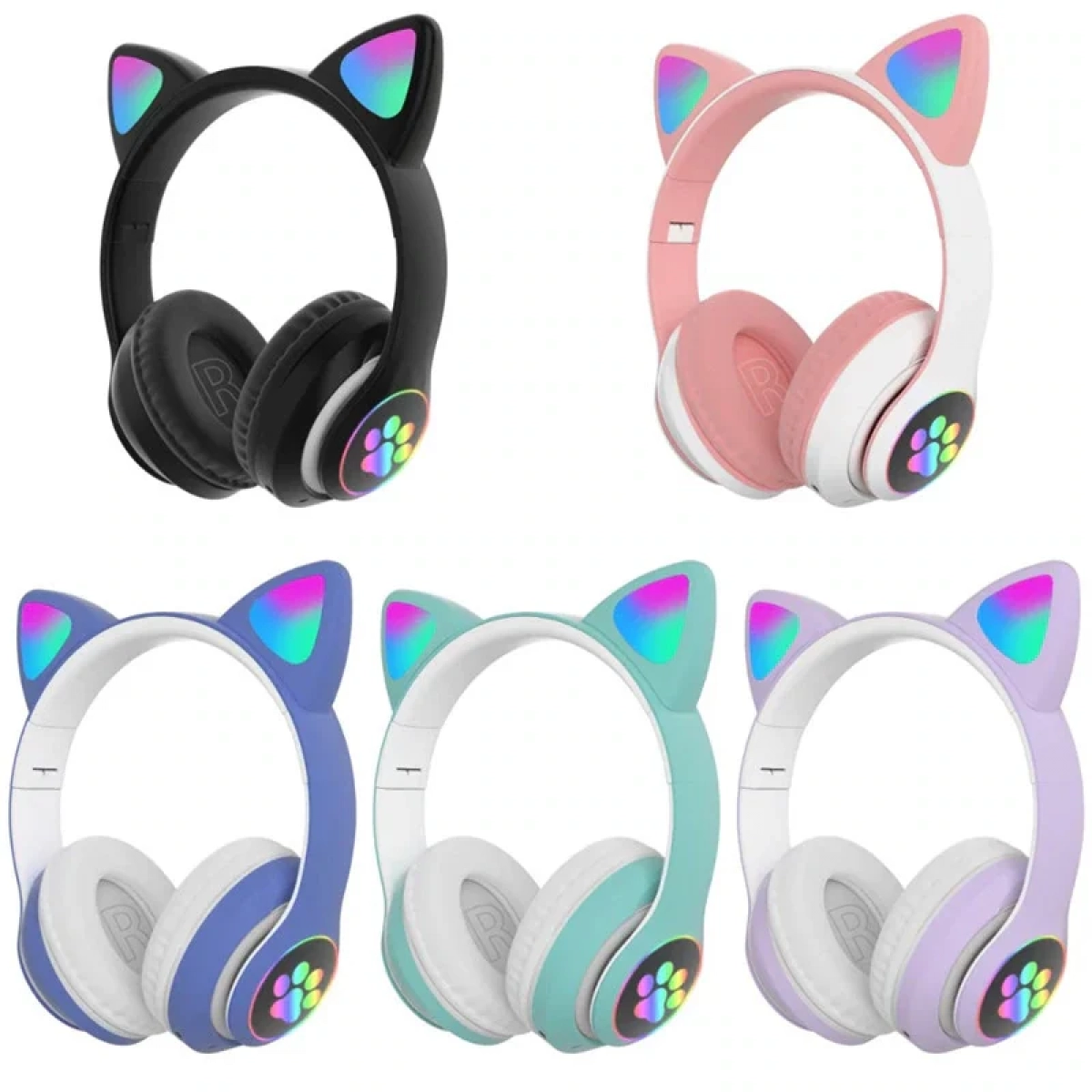 Laibuy A1 Ασύρματα/Ενσύρματα On Ear Παιδικά Ακουστικά Ροζ