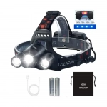 Φωτάκι Κεφαλής High Power Headlamp 3x Led Light CREE T6 1015 Μαύρο