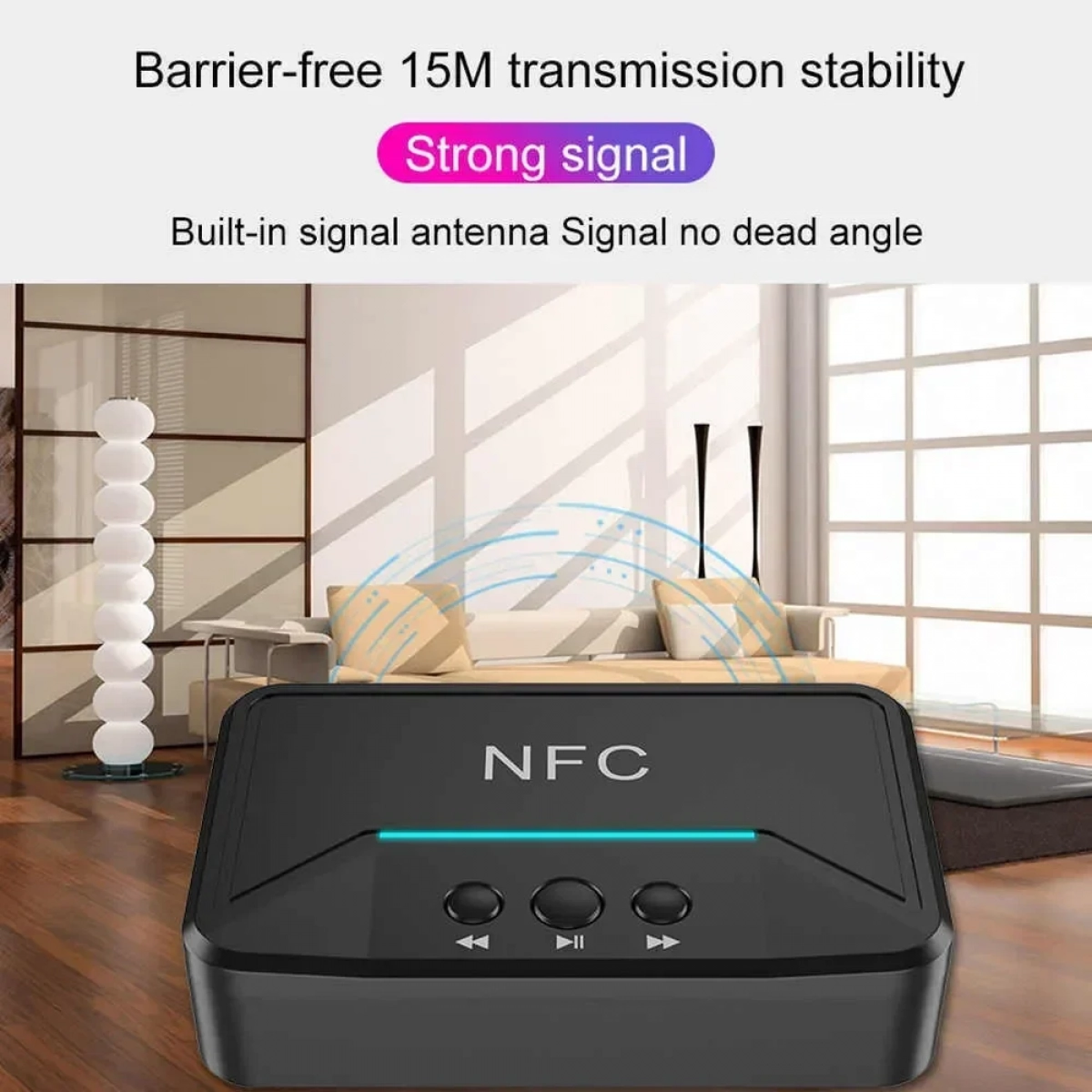Ασύρματος Αναμεταδότης Ήχου Bluetooth/NFC v5.0 BT200 – Μαύρο - Image 2