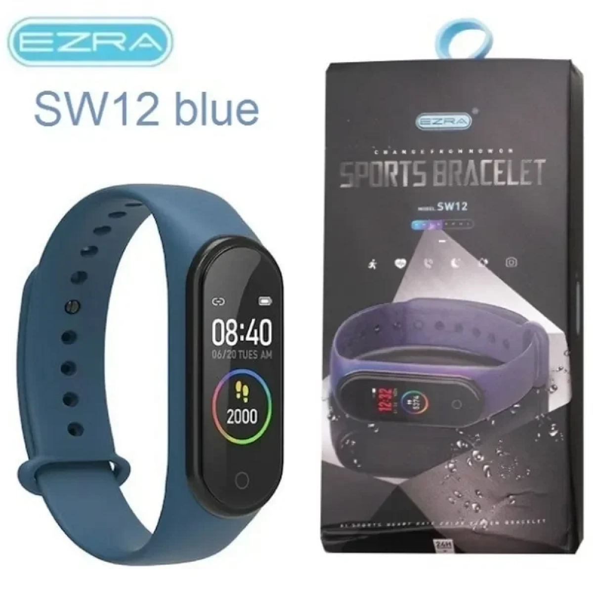 Smart Band Activity Tracker Έξυπνο βραχιόλι Bluetooth με Παλμογράφο Ezra SW12 Μπλε
