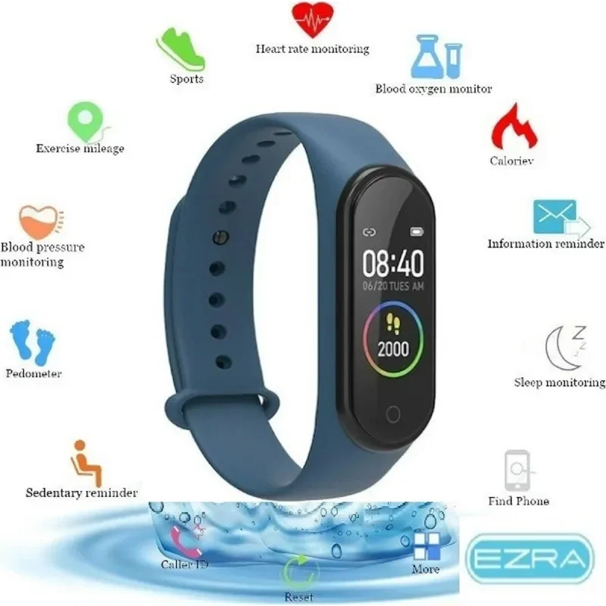 Smart Band Activity Tracker Έξυπνο βραχιόλι Bluetooth με Παλμογράφο Ezra SW12 Μπλε - Image 5