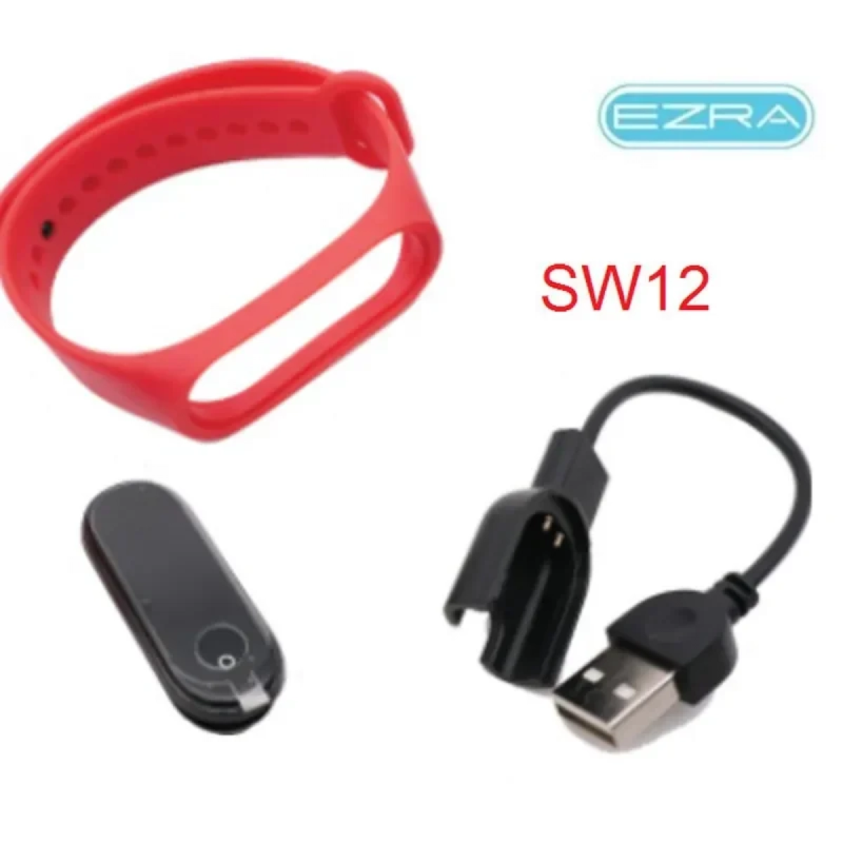 Smart Band Activity Tracker Έξυπνο βραχιόλι Bluetooth με Παλμογράφο Ezra SW12 Κόκκινο