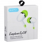 Ενσύρματα Ακουστικά Ψείρες In-Ear 3.5mm Ezra EP08 σε Λευκό/Πράσινο χρώμα - Image 2