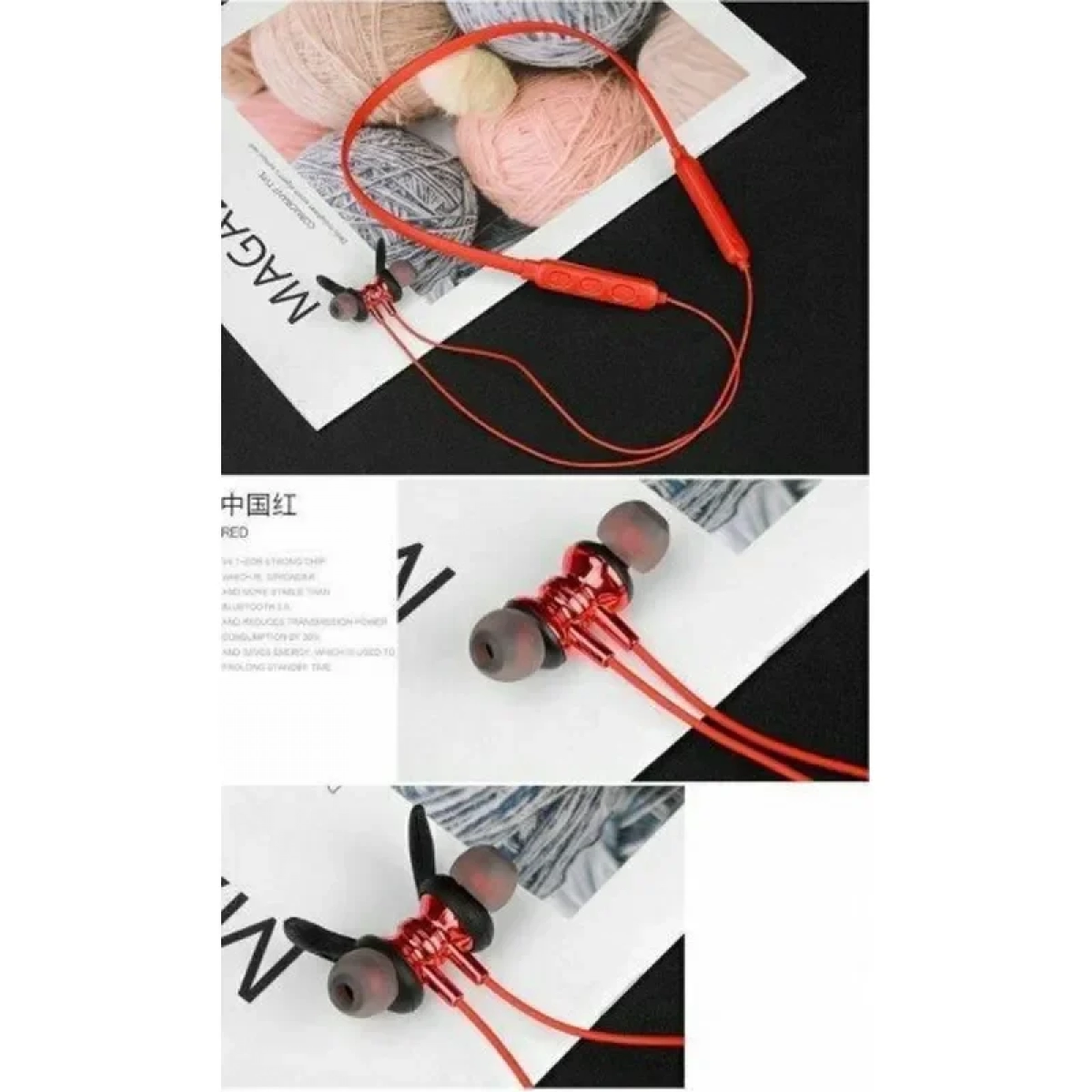 Ασύρματα sport headphones με μικρόφωνο και μαγνήτη Ezra BW11 Κόκκινο