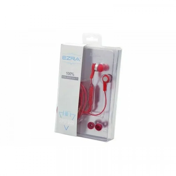 Ενσύρματα Ακουστικά Earbuds Handsfree με Βύσμα 3.5mm EZRA EP19 Κόκκινα