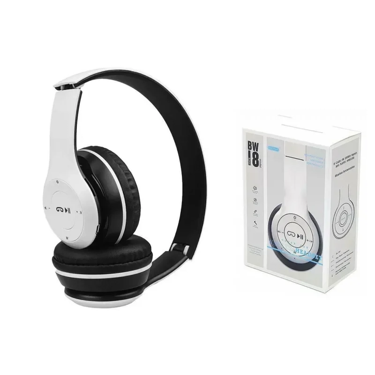 Ασύρματα/Ενσύρματα over ear ακουστικά με 6 ώρες λειτουργίας Ezra BW18 Λευκό