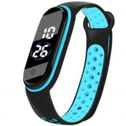 Ψηφιακό ρολόι (smart watch) με οθόνη αφής LED χρώματος μαύρο-γαλάζιο Ezra SW45