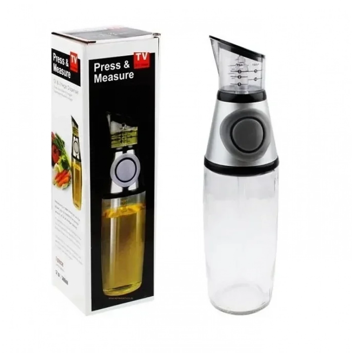 Διανομέας λαδιού και ξυδιού / Oil and Vinegar 500ML Glass Press and Measure Dispenser - Image 3