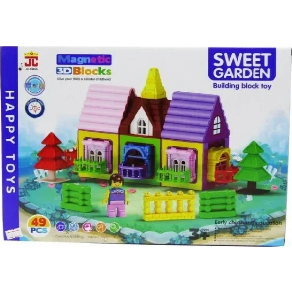 Μαγνητικά τουβλάκια κατασκευών 3D Sweet Garden 49 τεμάχια