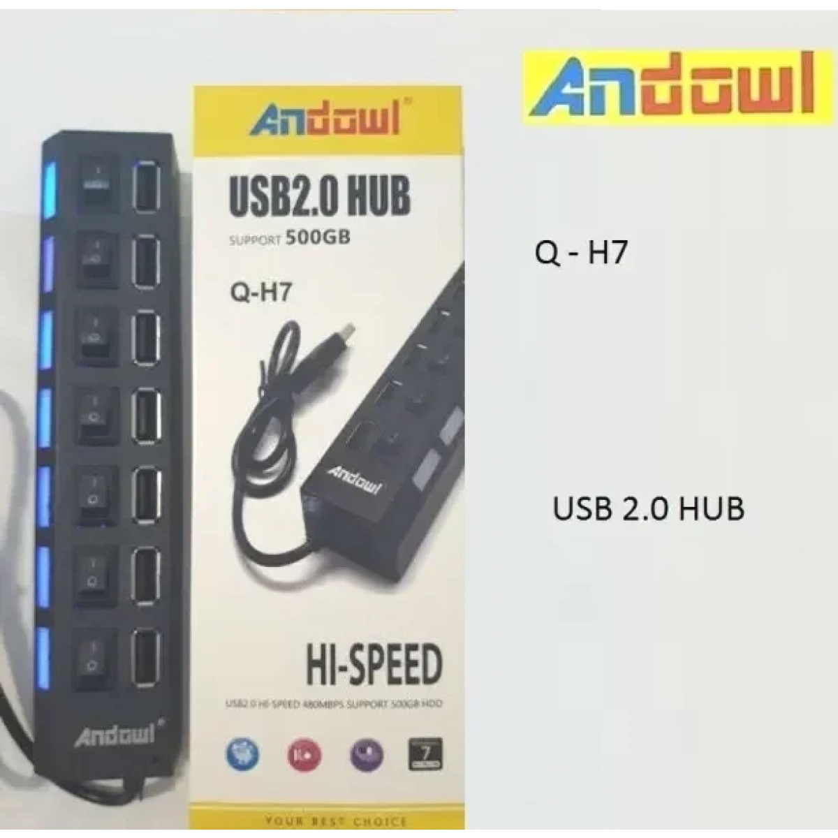 Andowl Q-H7 USB 2.0 Hub 7 Θυρών με σύνδεση USB-A - Image 2