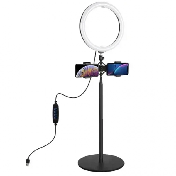 Puluz Ring Light με Τρίποδο 140cm και Βάση Dual Phone Bracket 26cm LED - PKT3040