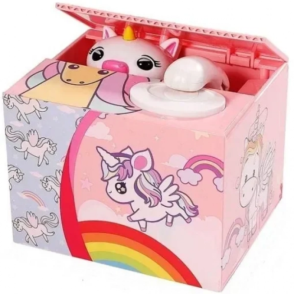 Κουμπαράς Πλαστικός Saving Box Cat Unicorn Color Pink 12x9x10cm