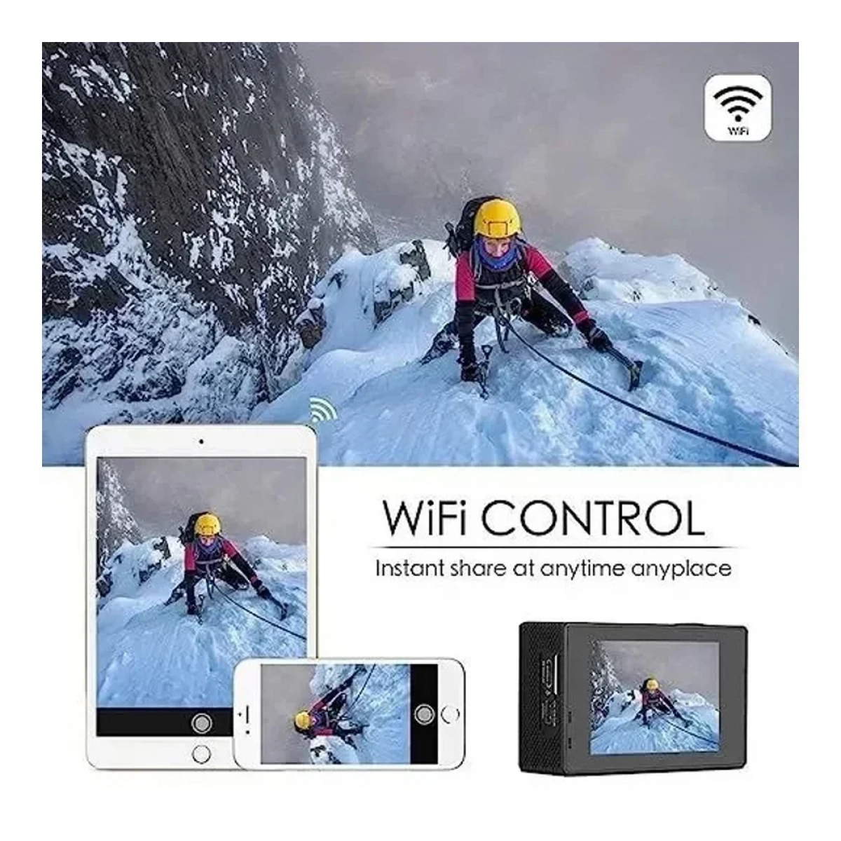 Αδιάβροχη Κάμερα Δράσης FHD 1080p Με Οθόνη 2in - Action Camera Με Πλήρη Αξεσουάρ SJ2200 Silver ΟΕΜ