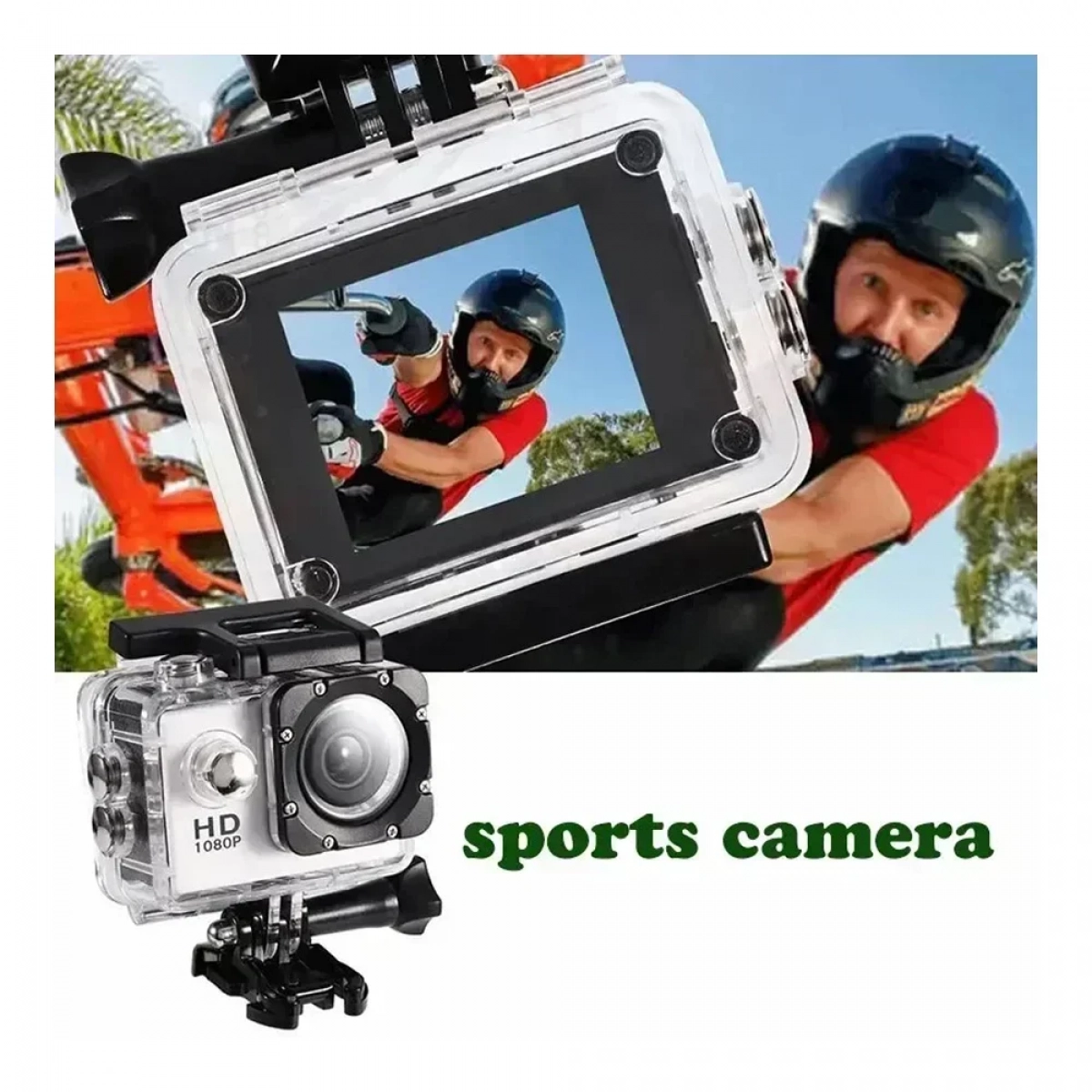 Αδιάβροχη Κάμερα Δράσης FHD 1080p Με Οθόνη 2in - Action Camera Με Πλήρη Αξεσουάρ SJ2200 Silver ΟΕΜ