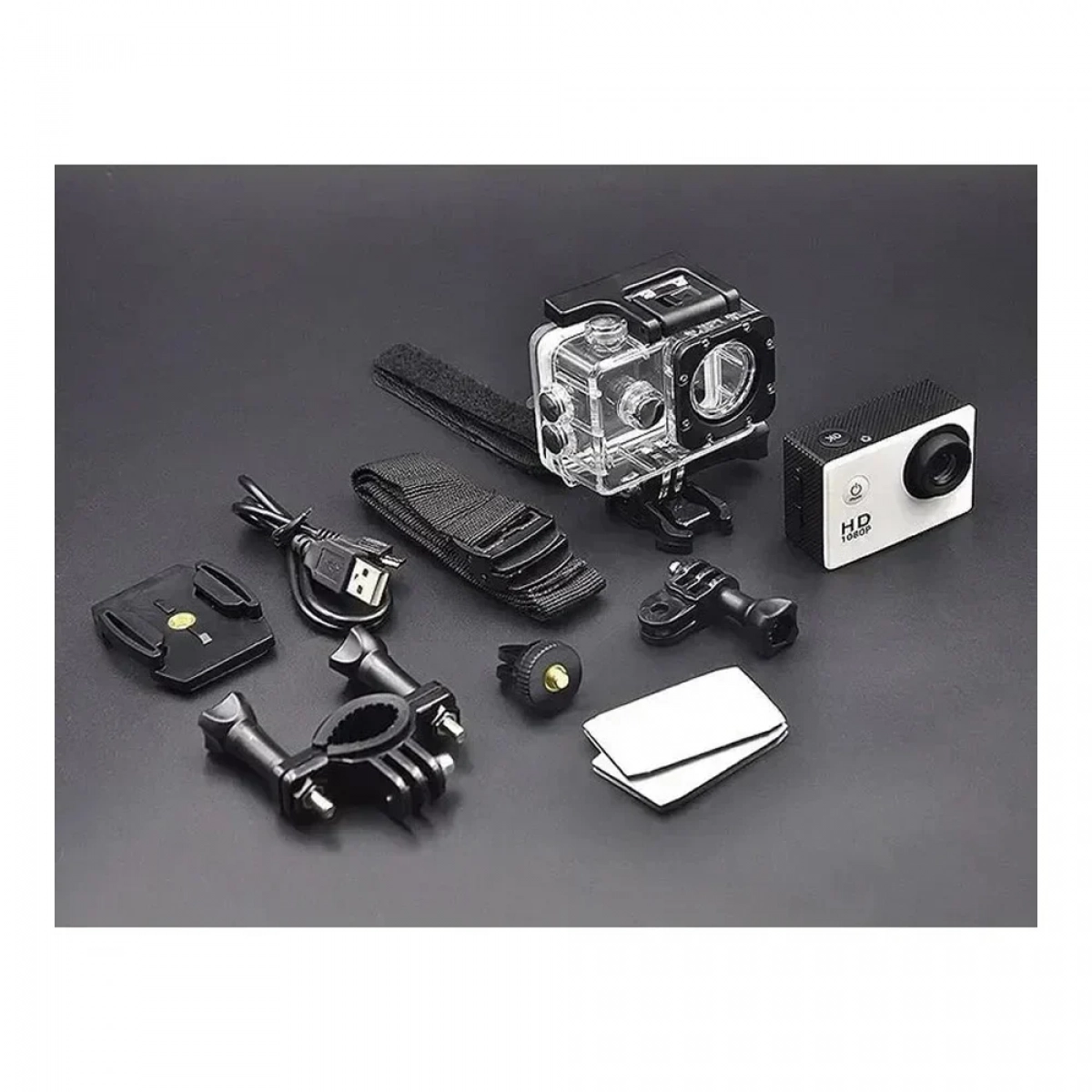 Αδιάβροχη Κάμερα Δράσης FHD 1080p Με Οθόνη 2in - Action Camera Με Πλήρη Αξεσουάρ SJ2200 Silver ΟΕΜ