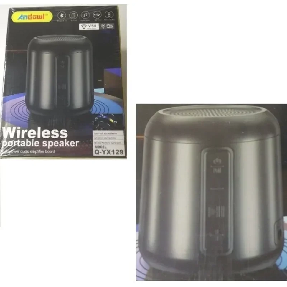 Επαναφορτιζόμενο ασύρματο φορητό ηχείο Bluetooth μαύρο Q-YX129 ANDOWL