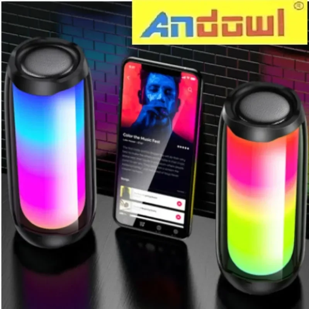 Επαναφορτιζόμενο φορητό ασύρματο ηχείο Bluetooth 360° lightshow Q-YX6680 ANDOWL