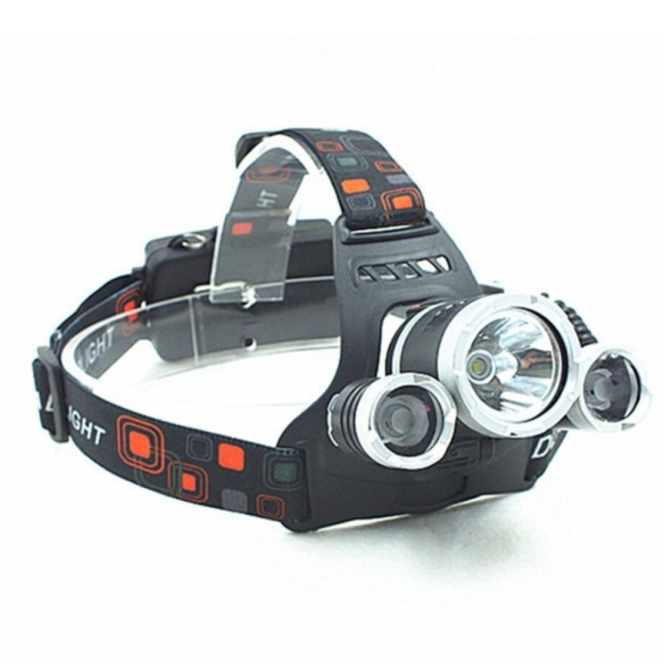 Φωτάκι Κεφαλής High Power Headlamp 3x Led Light CREE T6 1015 Μαύρο