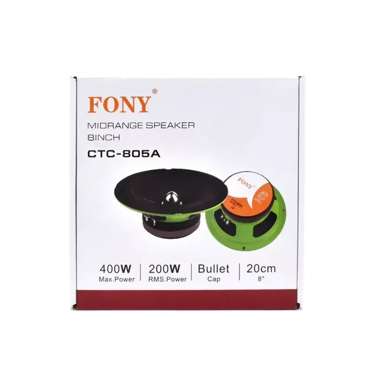 Ηχείο Αυτοκινήτου Midrange 20cm 400W Fony CTC-805A – Μαύρο, Πράσινο