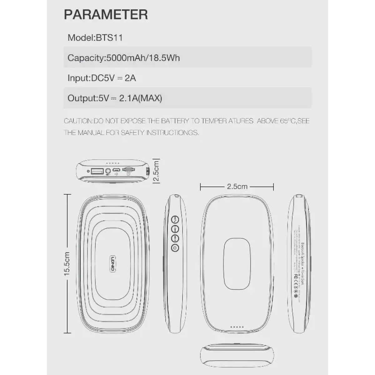 ΗΧΕΙΟ BLUETOOTH POWER BANK 5000MAH LDNIO ΣΕ ΚΟΚΚΙΝΟ ΧΡΩΜΑ - BTS11