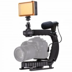 Σταθεροποιητής Κάμερας Χειρός Steadycam U-Grip Σχήματος C με Φωτισμό LED Puluz PKT3013 - Μαύρο