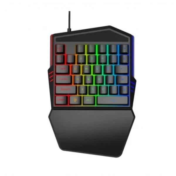 Μονό Πληκτρολόγιο LED RGB USB Ενός Χεριού για PUBG Gaming Andowl Q-JP60 - Μαύρο