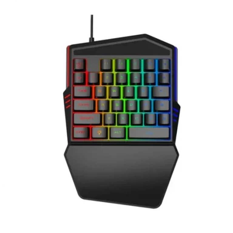 Μονό Πληκτρολόγιο LED RGB USB Ενός Χεριού για PUBG Gaming Andowl Q-JP60 - Μαύρο