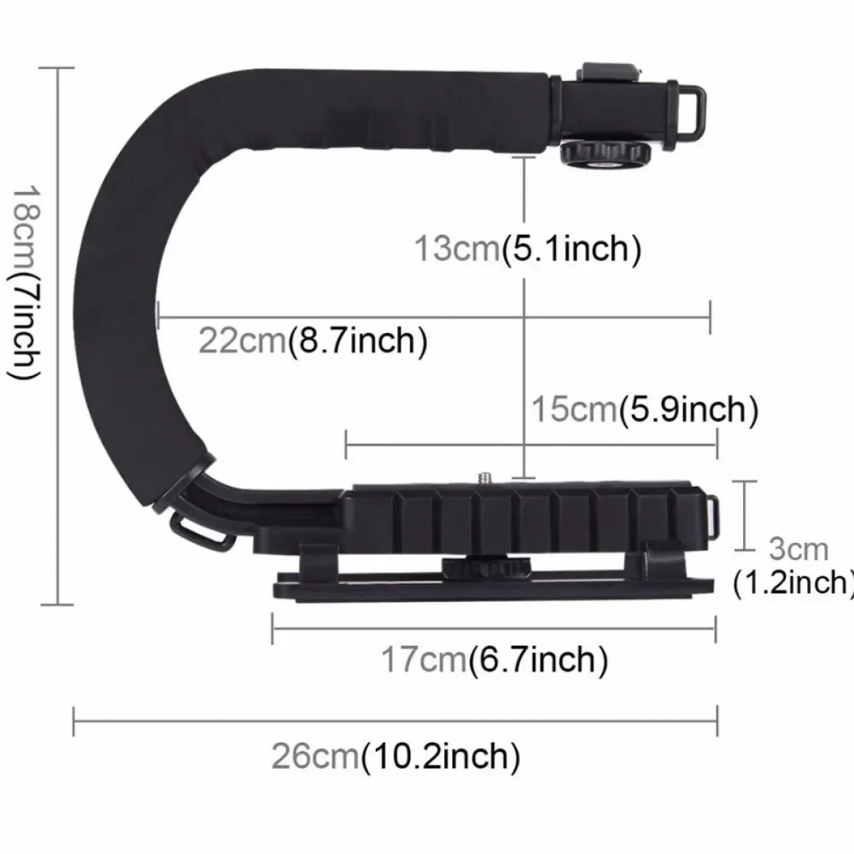 Σταθεροποιητής Κάμερας Χειρός Steadycam U-Grip Σχήματος C με Φωτισμό LED Puluz PKT3013 - Μαύρο