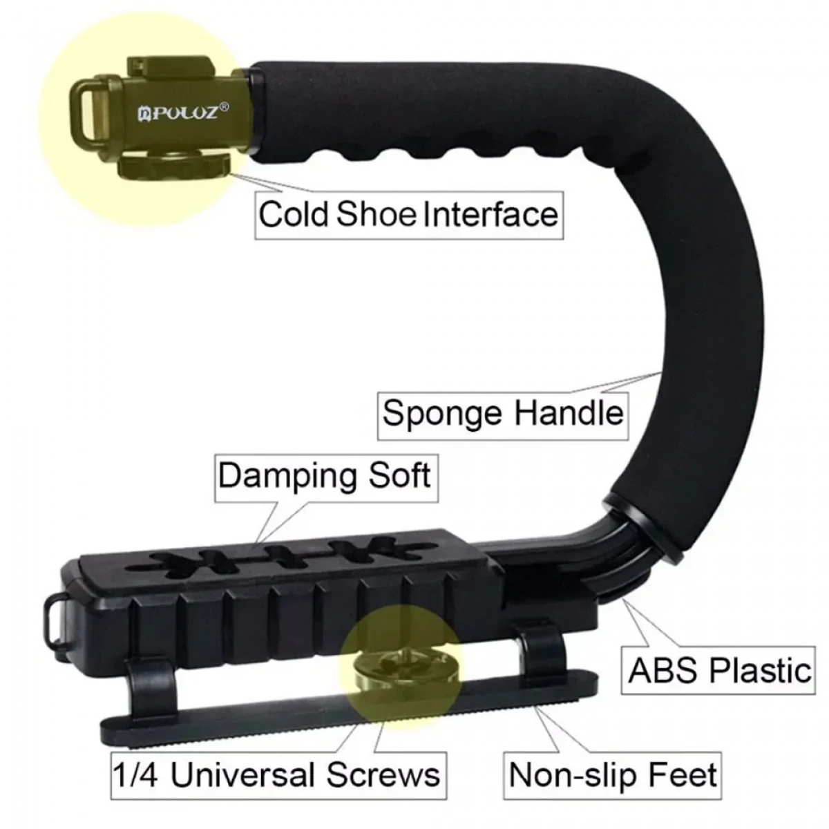 Σταθεροποιητής Κάμερας Χειρός Steadycam U-Grip Σχήματος C με Φωτισμό LED Puluz PKT3013 - Μαύρο