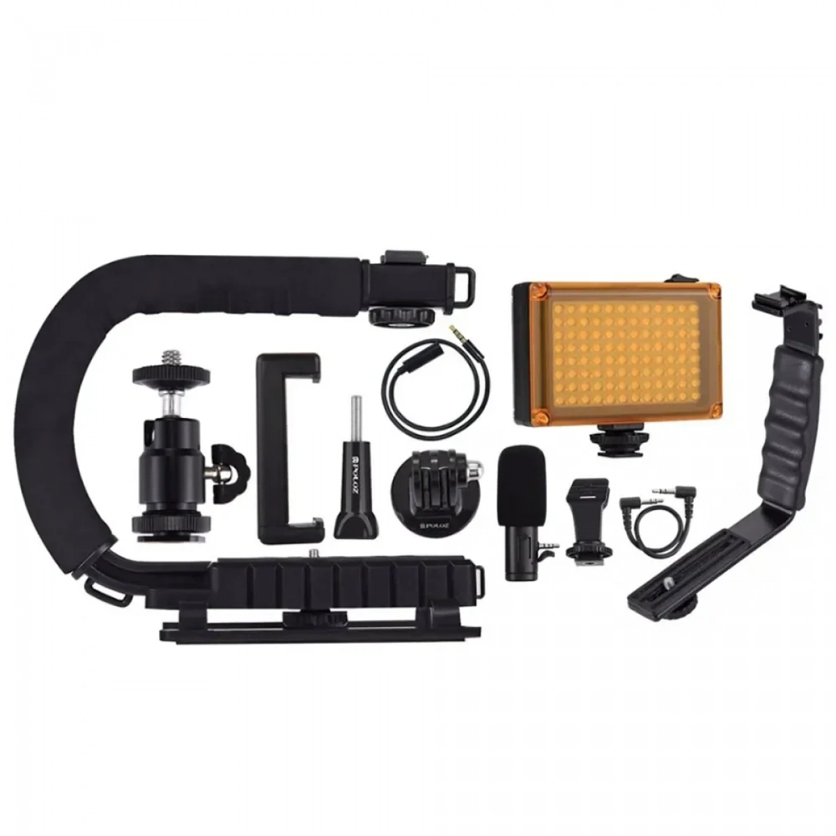 Σταθεροποιητής Κάμερας Χειρός Steadycam U-Grip Σχήματος C με Φωτισμό LED Puluz PKT3013 - Μαύρο