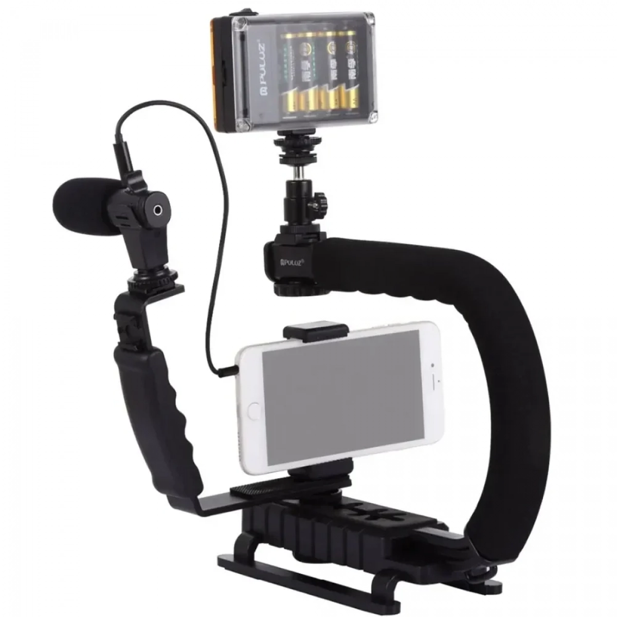 Σταθεροποιητής Κάμερας Χειρός Steadycam U-Grip Σχήματος C με Φωτισμό LED Puluz PKT3013 - Μαύρο