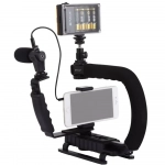 Σταθεροποιητής Κάμερας Χειρός Steadycam U-Grip Σχήματος C με Φωτισμό LED Puluz PKT3013 - Μαύρο