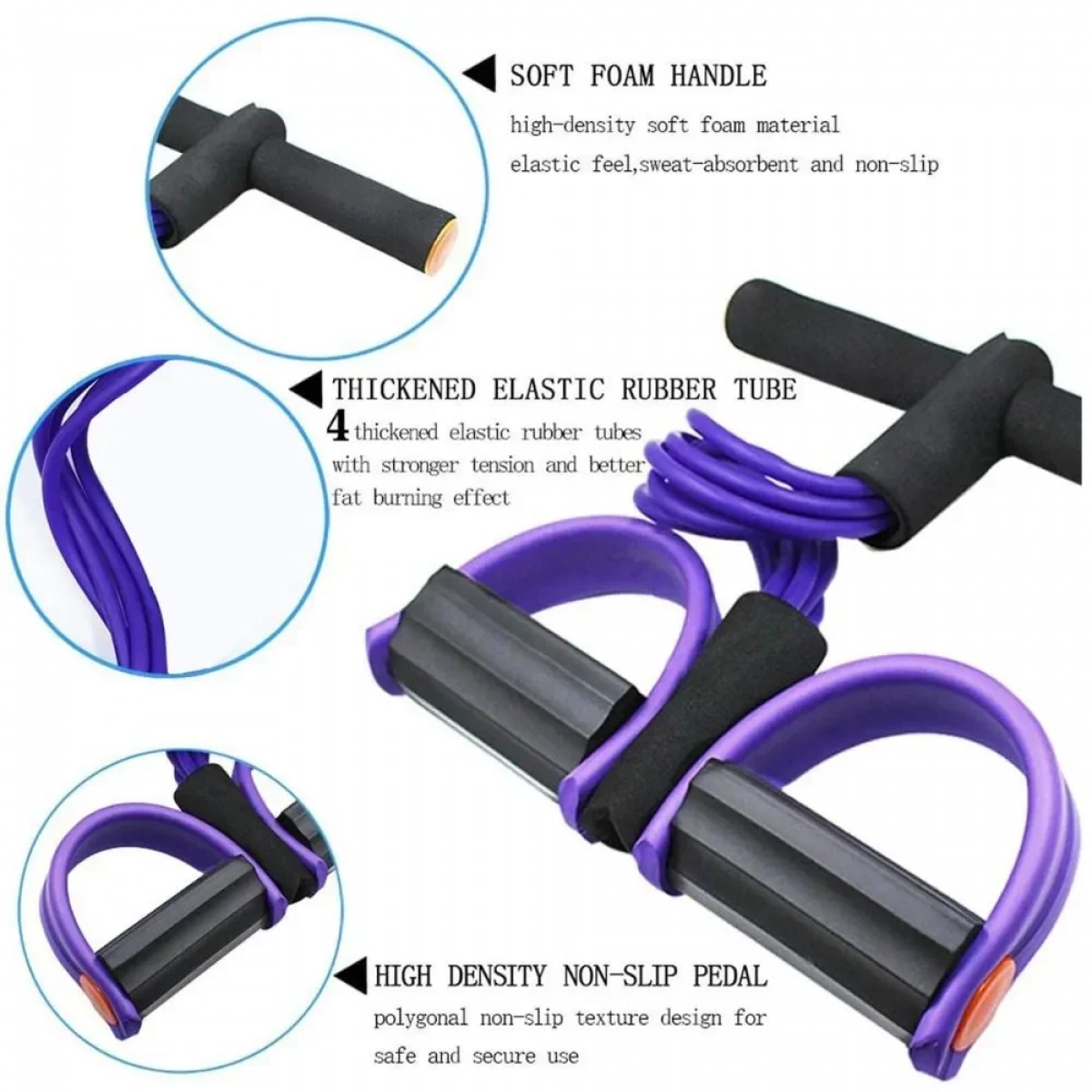 Σύστημα Εκγύμνασης Με Λάστιχα Body Trimmer JT-002, Μωβ - Photo2