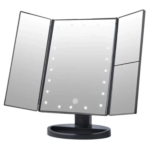Τριπλός καθρέπτης μακιγιάζ με μεγέθυνση και φωτισμό με 22 LED λαμπτήρες Μαύρος, 11.5x34.5x28 cm - Photo4
