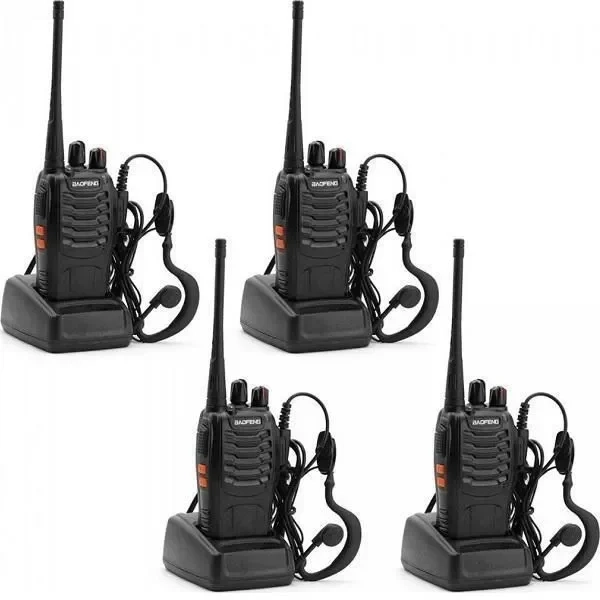 Baofeng BF-888S Ασύρματος Πομποδέκτης UHF/VHF 5W Σετ 4τμχ Μαύρο