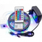 Αδιάβροχη Ταινία LED RGB 5m με Τροφοδοτικό και Τηλεχειριστήριο SMD5050 12V