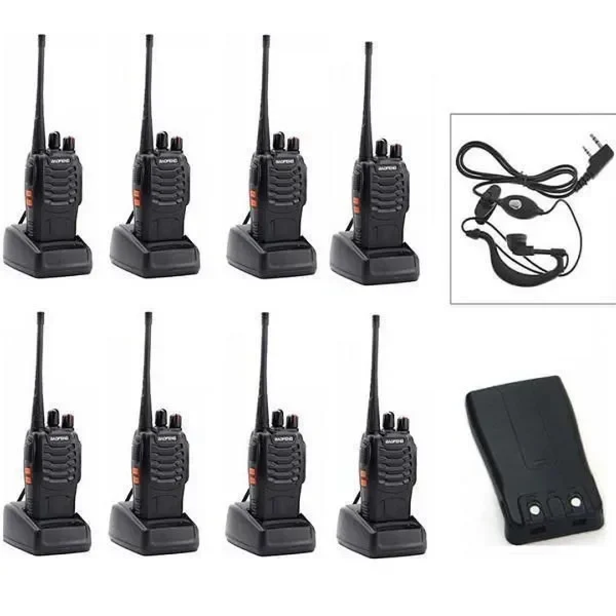 Baofeng BF-888S Ασύρματος Πομποδέκτης UHF/VHF 5W Σετ 8τμχ Μαύρο