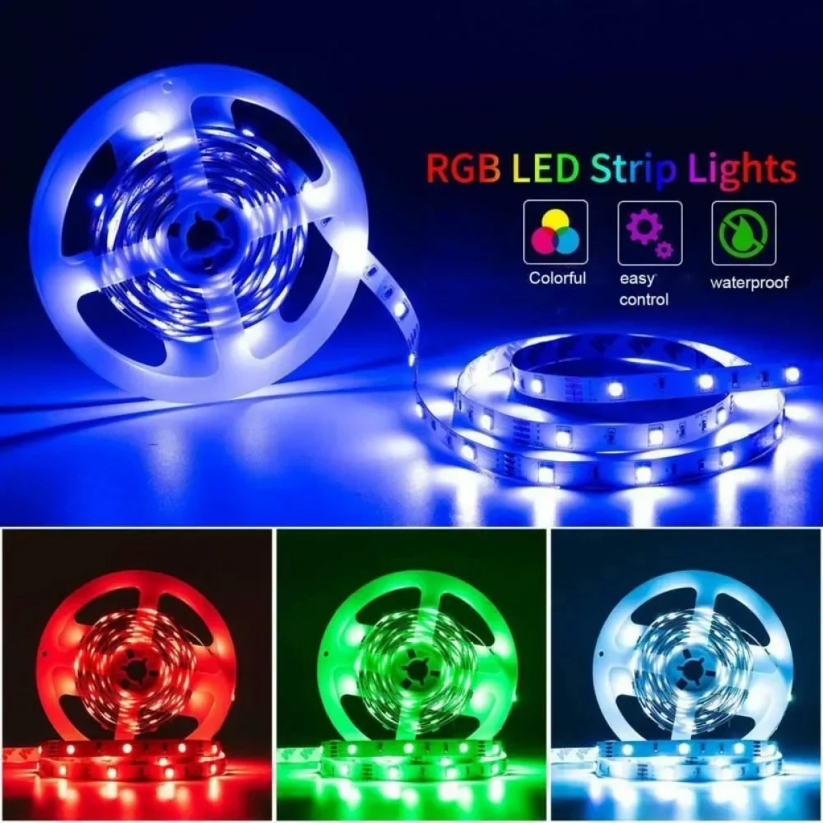 Ταινία LED RGB 5m με Τροφοδοτικό και Τηλεχειριστήριο SMD5050 12V Q-T168 Andowl