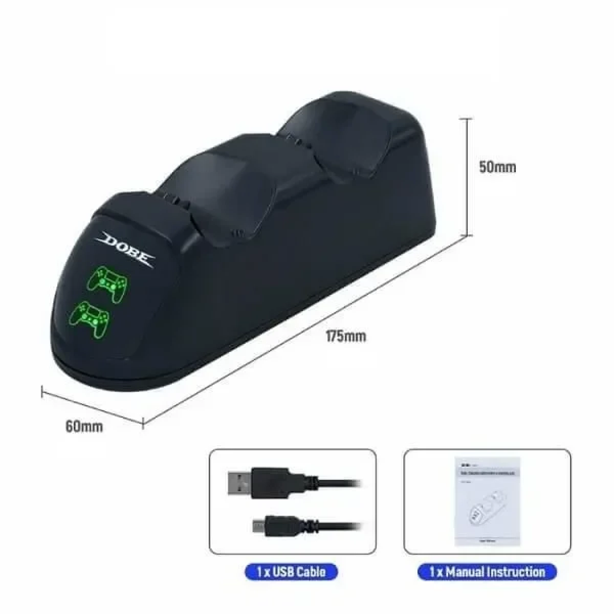 Dobe Dual Charging Dock Βάση Φόρτισης για 2 χειριστήρια PS4 με φωτισμό LED Μαύρο