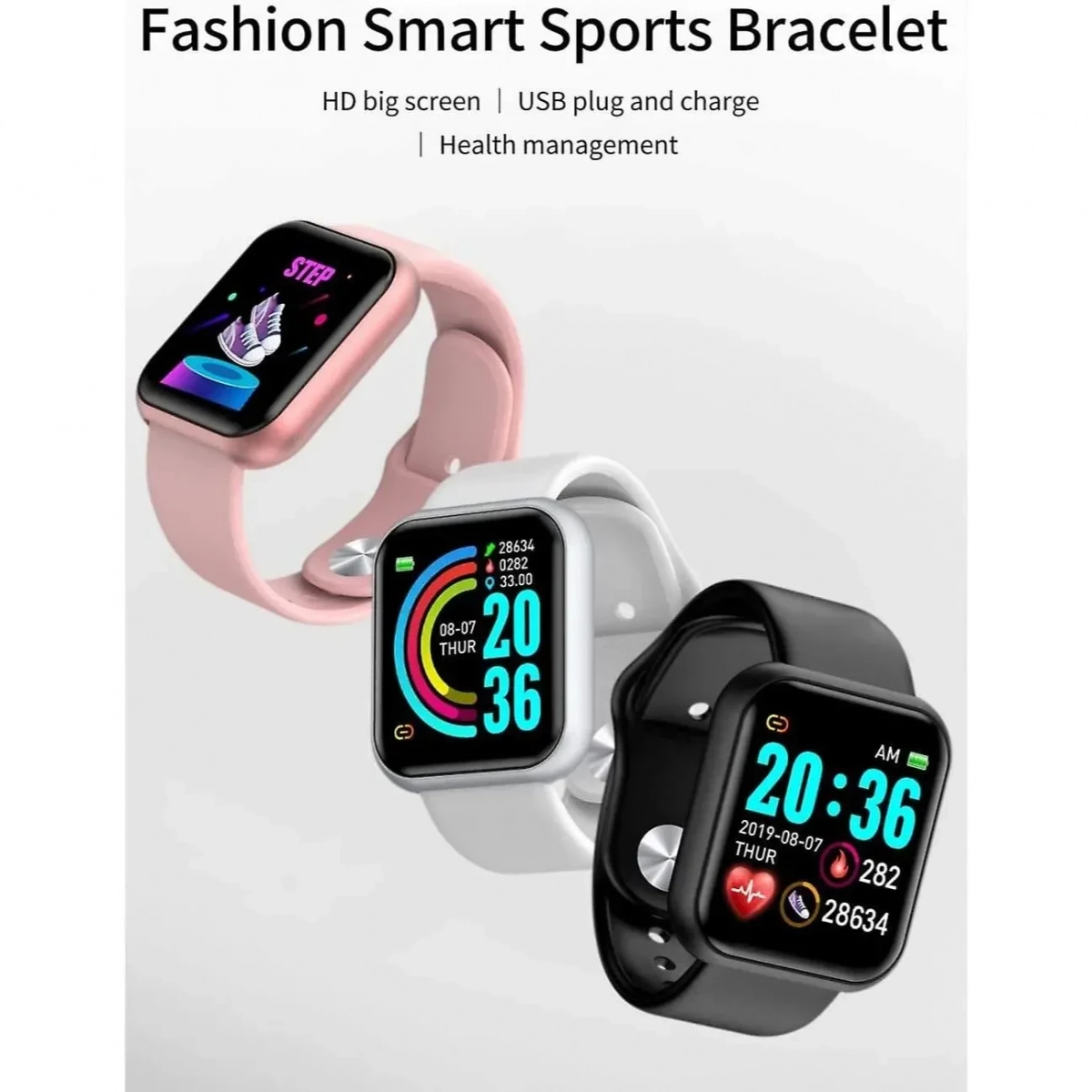 D20 Smartwatch με Παλμογράφο (Ροζ)