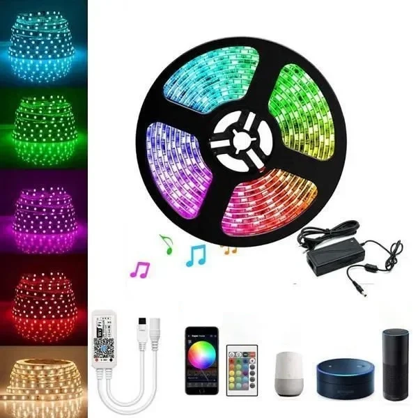 Αδιάβροχη Ταινία LED RGB 5m με Τροφοδοτικό και Τηλεχειριστήριο SMD5050 12V