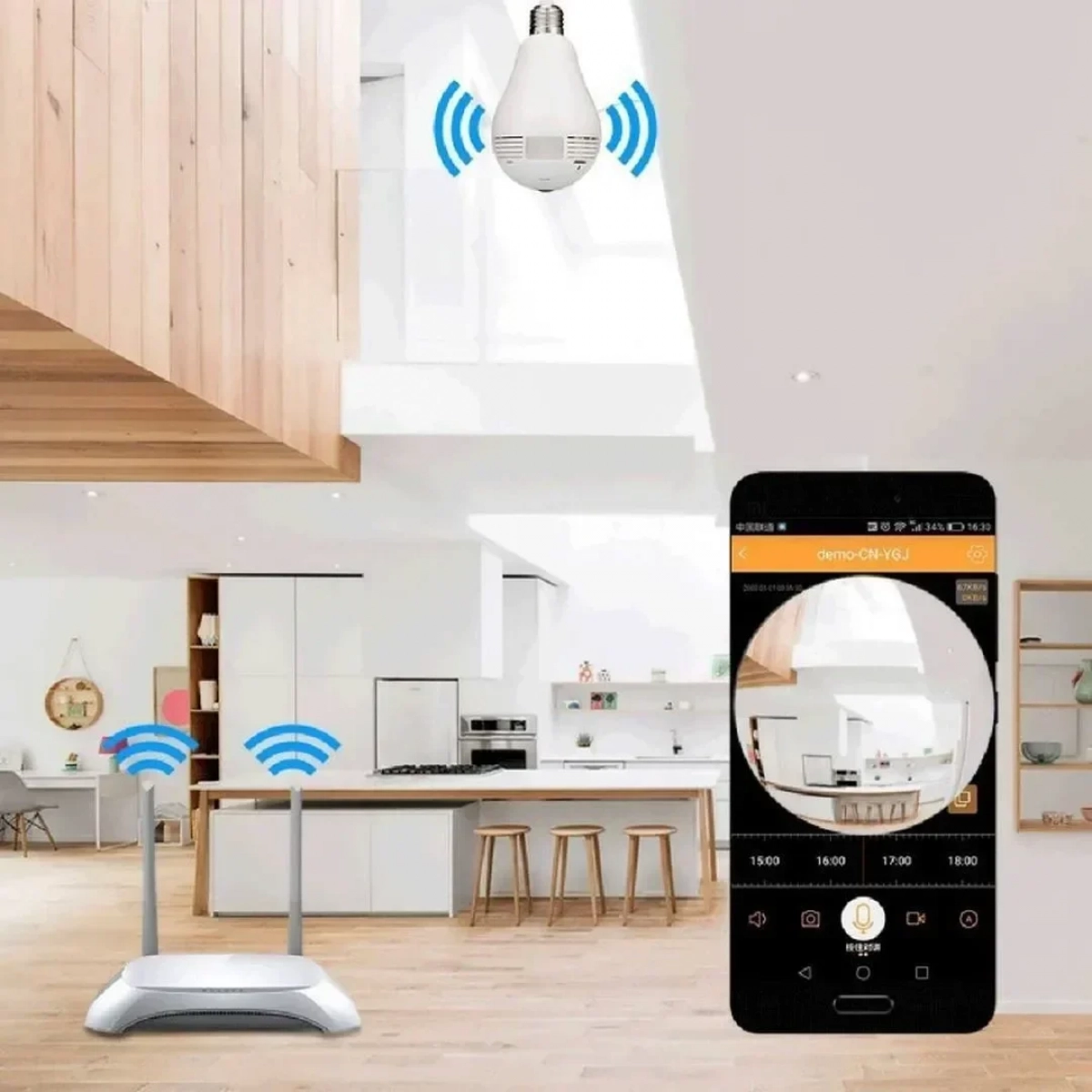WiFi 1080p 360° Fish Eye E27 DRJ-1300380pro