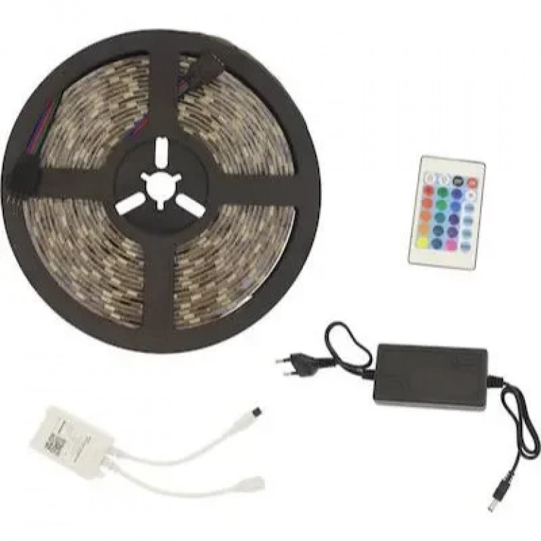 Ταινία LED RGB 5m με Τροφοδοτικό και Τηλεχειριστήριο SMD5050 12V Q-T168 Andowl