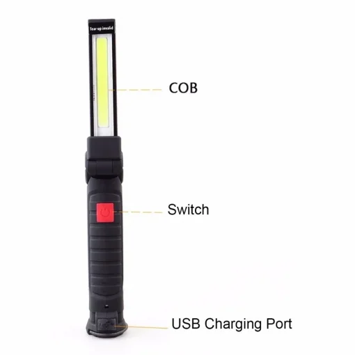 Επαναφορτιζόμενος Φακός LED 270° με Μαγνητική Βάση, Γάντζο & Micro USB - Cob Work Light