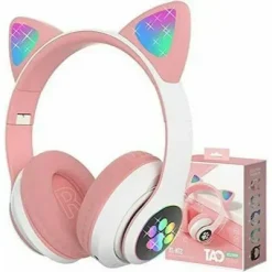 Laibuy A1 Ασύρματα/Ενσύρματα On Ear Παιδικά Ακουστικά Ροζ