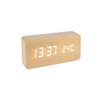 ΞΥΛΙΝΟ ΨΗΦΙΑΚΟ ΡΟΛΟΙ ΜΕ ΘΕΡΜΟΚΡΑΣΙΑ WOODEN CLOCK-02 Μπεζ