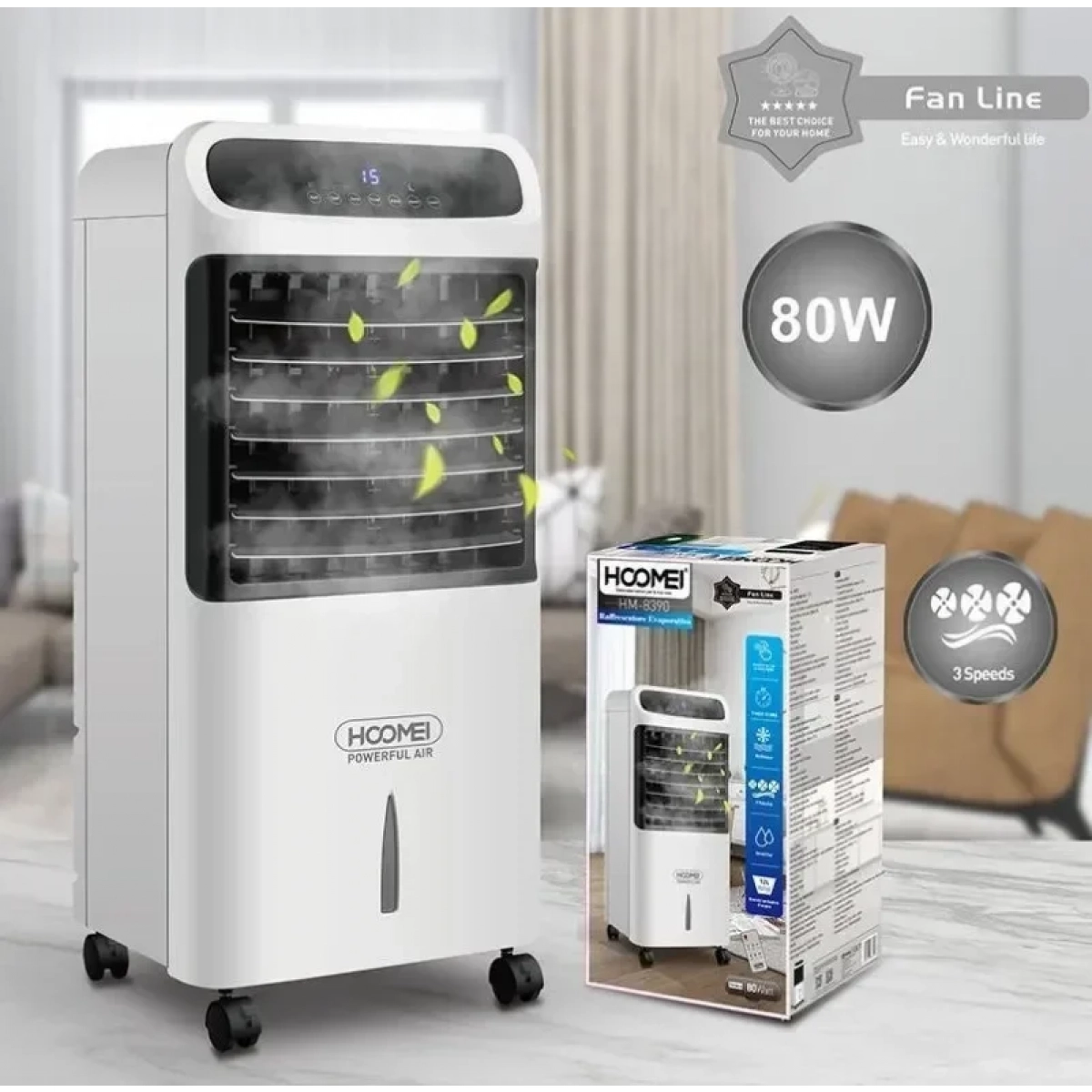 Air Cooler Δαπέδου 80W Hoomei HM-8390 Λευκό - Image 2