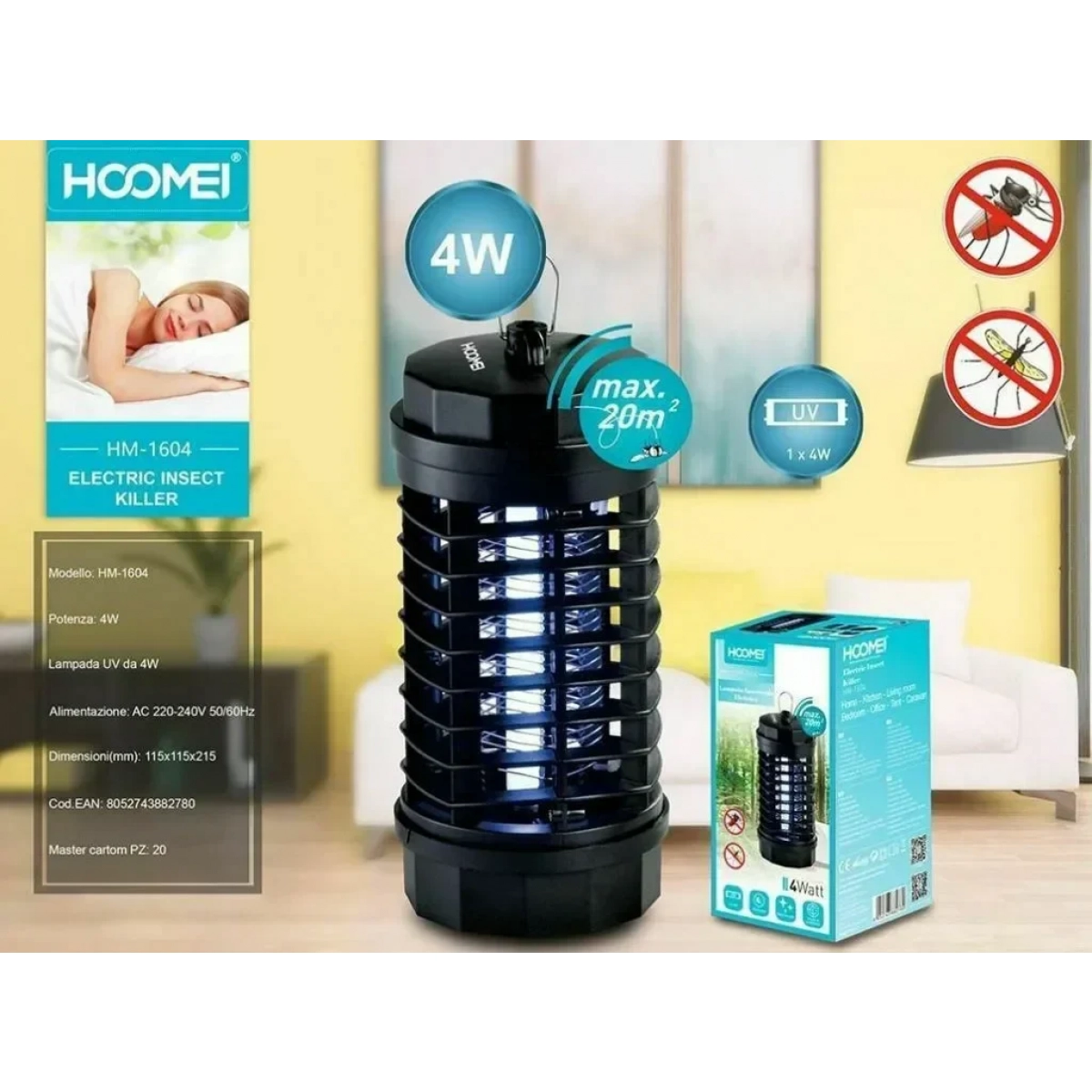 Ηλεκτρικό Φωτιστικό Εντόμων 4W Hoomei HM-1604 - Image 2