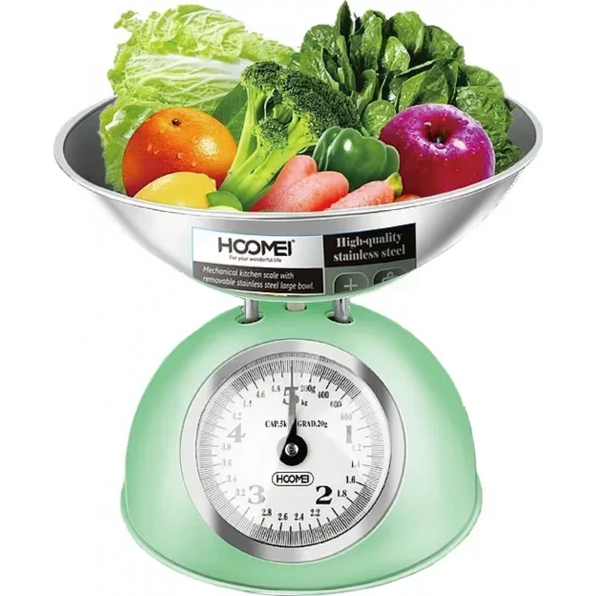Αναλογική Ζυγαριά Κουζίνας 20g/5kg Hoomei HM-1275 Πράσινο - Image 2