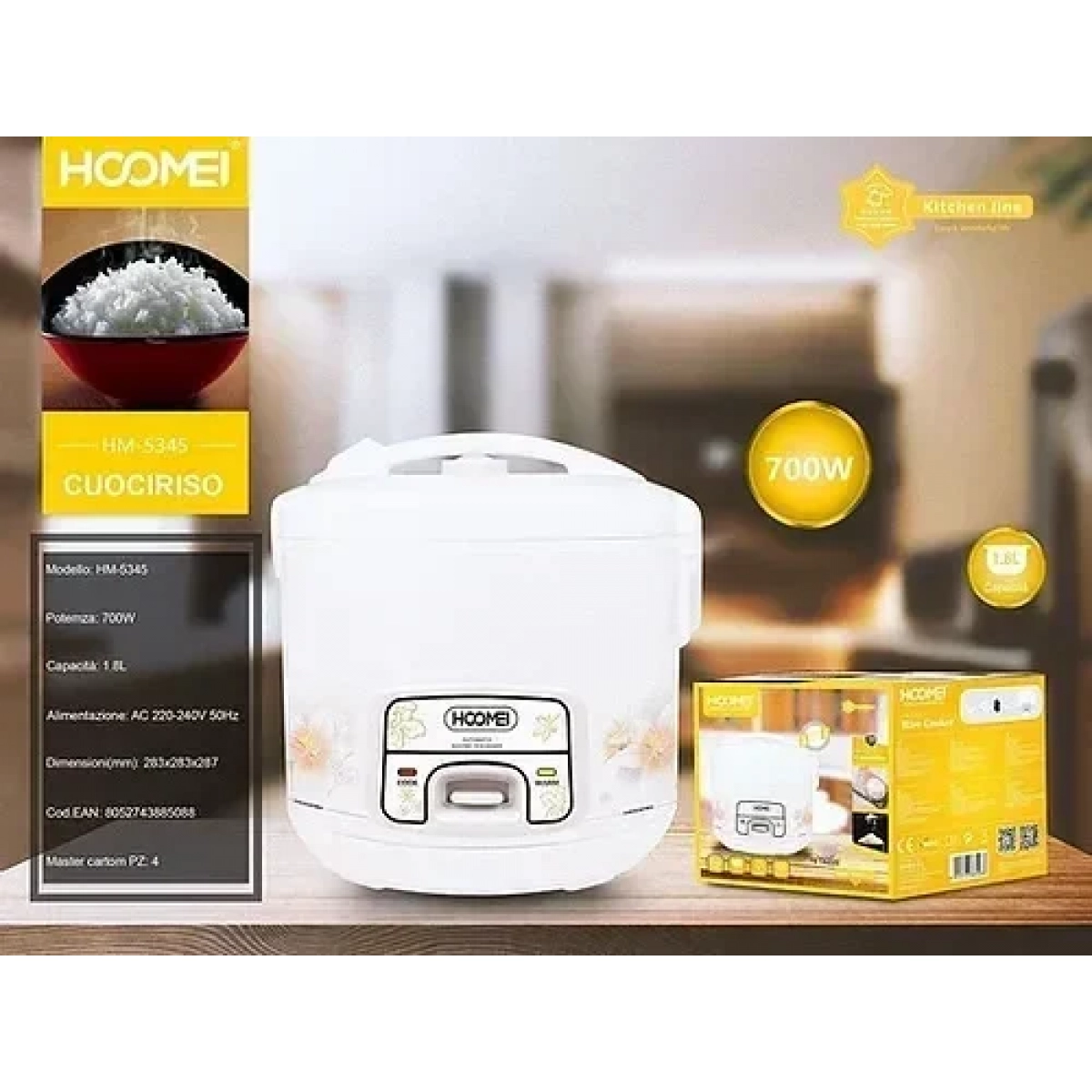 Hoomei Rice Cooker HM-5345 700W με Χωρητικότητα 1.8lt | Hoomei - Image 2